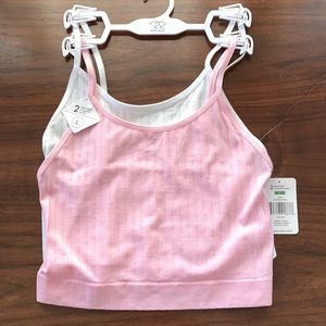 Rene Rofe Cropped Camis - Set of 2 (1 white, 1 pink) - size Large.